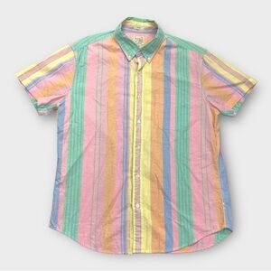 J. Crew Broken In Slim Fit Oxford Button Down Shirt Size L Organic Cotton Strip